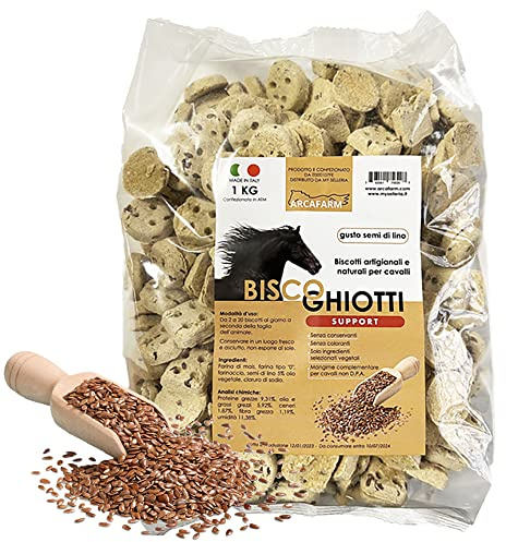 Biscoghiotti Support Biscotti Artigianali ai Semi di Lino per Cavalli 1 Kg - Snack per favorire la digestione, il benessere intestinale, e rendere lucido il pelo - 100% Made in Italy, 100% Naturali
