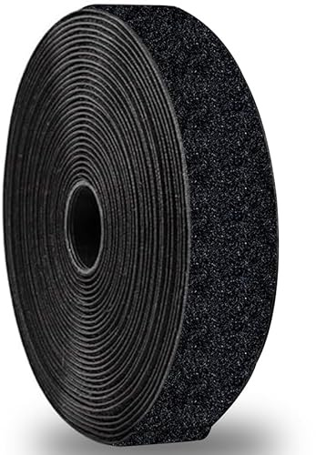 Adhesive Hook and Loop Fastener Tape Roll – Loop Side Only, 1 Inch x 75 Feet, Black, Heavy Duty Industrial Strength Sticky Back for DIY, Mounting, Organization & Commercial Use, Made in USA