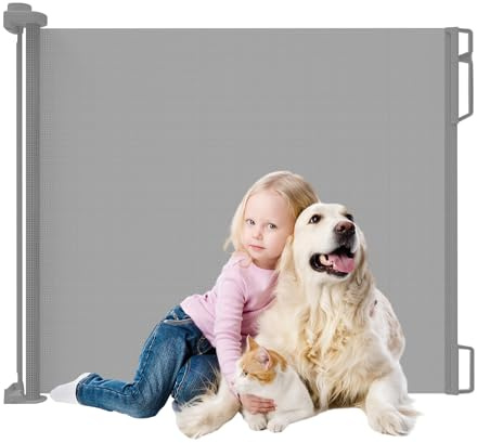 Retractable Baby Safety Gate 140x83cm With Lock - Extra Wide for Stairs and Large Openings - Pet Gate for Dogs and Cats Indoor