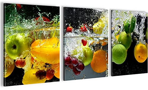 Novart Wandbilder Set Küche - KOMPLETT AUFHÄNGFERTIG - Esszimmer Küchenbilder Deko - 3 Moderne Bilder Gewürze - N000535a