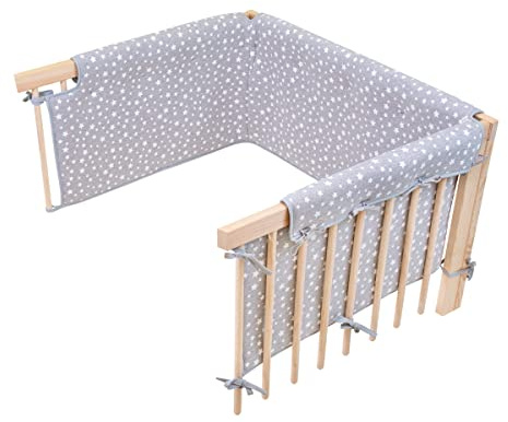 JYOKO Kids Protector de Cuna y Barandilla, Cubierta para riel de Cuna de bebé (60x120cm, White Star)