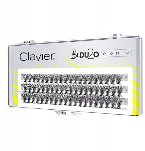 Clavier Ciglia artificiali in ciuffi BeDu2o Double Volume, ciglia in un ciuffo, diverse lunghezze da 8 a 14 mm, ultra volume, per un look perfetto (MIX 9/10/11)