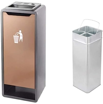 NTIYOU Botes de Basura Cenicero Vertical Grande y Hermoso for Exteriores, for Interiores y Exteriores, for hoteles. Papelera (Color : Gray Gold)