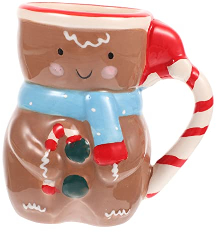 BESTonZON Weihnachten Tasse Keramik Schneemann 3D Deko Müslibecher mit Deckel Frühstücksbecher Wasserbecher Suppentasse für Kinder Erwachsene Weihnachtsdeko Tischdeko