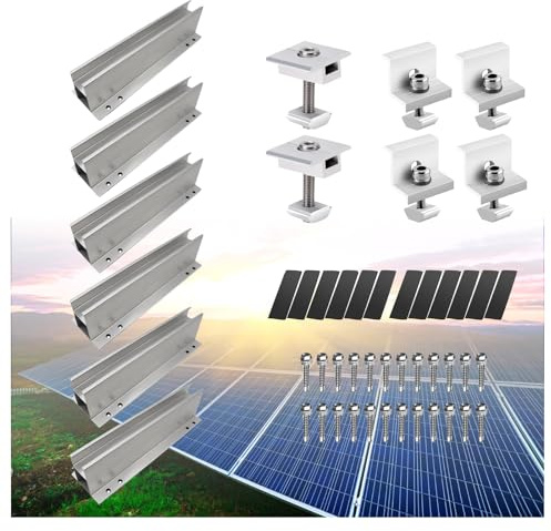 Montageset für 2 PV Module - Solarmodul & Balkonkraftwerk Halterung Schienen Endklemmen Mittelklemmen 35mm 30mm - Montage Set Befestigung Profile Solar Photovoltaik Solarpanel Montagesystem | Mahona