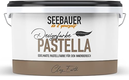 SEEBAUER diy Pastellfarbe PASTELLA Braun 2,5L (Clay Earth) Edelmatte Wandfarbe Braun - Innenfarbe sehr hohe Deckkraft - Matt, Abwaschbar und Tropffrei