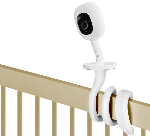 iTODOS Babyphone-Halterung, kompatibel mit Nanit Pro Smart Babyphone & Flex-Ständer, vielseitige Drehhalterung ohne Werkzeug oder Wandschäden, Reise-Babyphone-Zubehör – Weiß, 198-AB