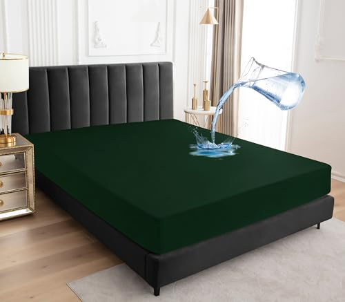 Protección impermeable para colchón de 120x200cm, sábana ajustable, funda transpirable y impermeable para colchón, protección contra la humedad para colchones - Verde