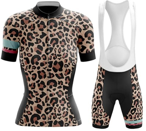 Conjunto Ropa Ciclismo Mujer Traje Bici MTB Verano,Maillot Ciclista Manga Corta Camiseta Ciclo y Culotte Tirantes con 19D Gel Acolchado,Completa Bicicleta Jerseys Transpirable Secado Rápido(D8,S)