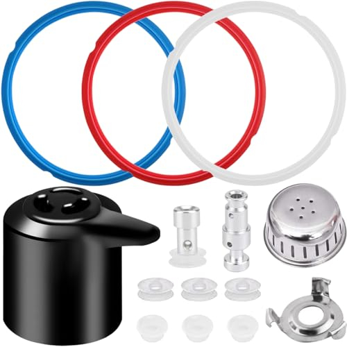 EATBALE 14Pcs Steam Release Handle, Float Valve Replacement Parts Universal Electric Pressure Valve with Anti-Block Shield Sealing Ring Silicone Caps for Instant Pot Duo5, 6 Quart (5/6QT)