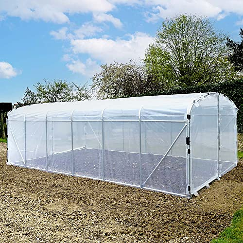 FRANCE SERRES - Serre de Jardin 21m² | Tunnel 6x3,5m | Bâche Thermique | ø32mm | 1 Porte sur Charnières