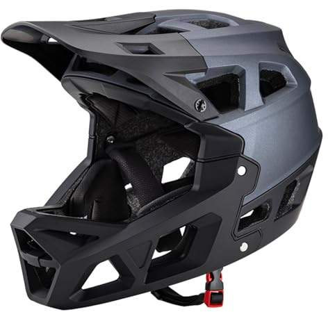 SHUAIGUO Full Face Mountain Bike Helmet Adult Racing Downhill Helmet for Men/Women Adult Mountain Bike Helmet with Visor Over 31 Vents Head Circumferences of 59-61cm Bike Helmet(Black Grey & L)