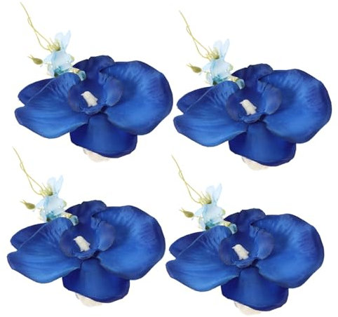 Mikinona 4stücke Künstliche Blumen Serviettenringe Elegante Blumenserviettenhalter Für Hochzeiten Romantische Tischdekorationen Für Festlichkeiten Und Dinner-Events
