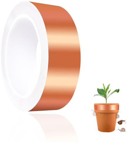 Werownsgso 50 mm x 20 m Kupferband gegen Schnecken, selbstklebendes Schneckenabwehrmittel, Kupferband Schnecken,Schneckenschutz Hochbeet für Gärten Hochbeetpflanzen, Schneckenzaun (30mm*20m)