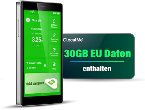 GlocalMe G4Pro 4G LTE Mobiler WLAN Router mit 30GB EU Daten | Keine SIM nötig, 2.4GHz/5GHz WiFi Hotspot,3900-mAh 12 Std., Abdeckung von über 200 Ländern, Tragbares WLAN für Unterwegs,
