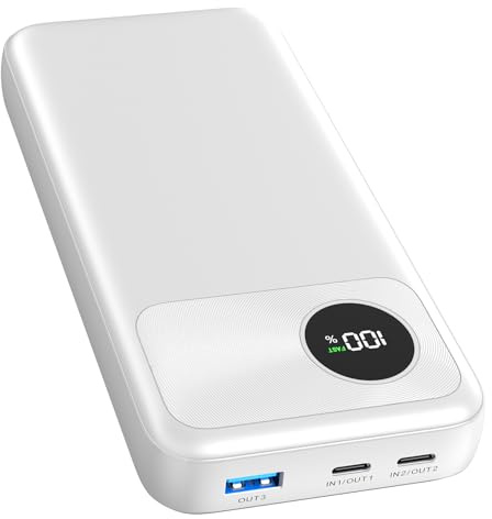 A ADDTOP Power Bank 20000mAh, 22.5W Schnell Aufladende Powerbank mit USB-C In & Out PD3.0 QC 4.0, Tragbares Ladegerät Phone External Battery Pack kompatibel mit Phone, Smartphones, Tablets Weiß
