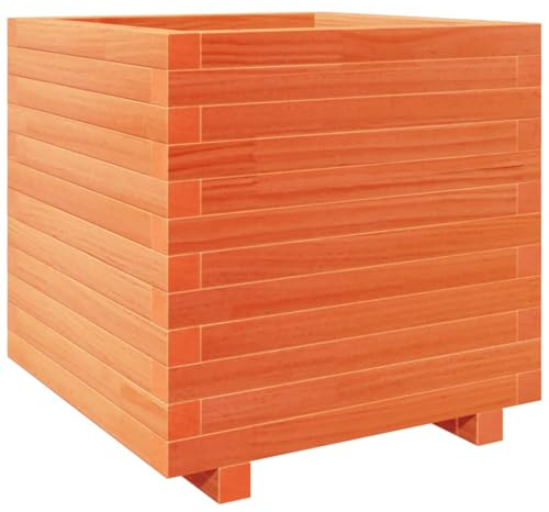 vidaXL Jardinière Cire Marron 50x50x49,5 cm Bois de pin Massif, jardinière d'extérieur, bac à Fleurs, bac à tomates, jardinière de terrasse