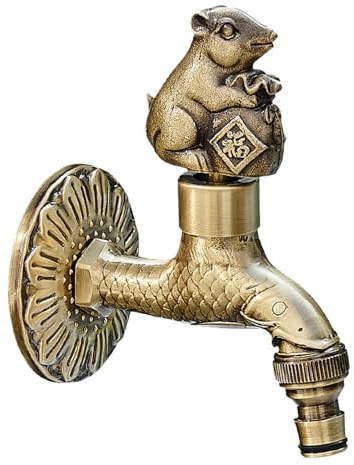 Auslassventil 1/2 Zoll für den Wasserhahn Aussen Frostsicher Vintage Massiv Messing Wasserhahn für den Garten,Gelb