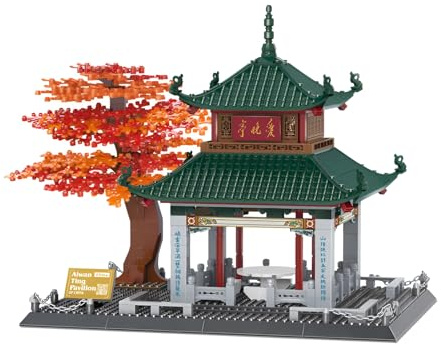Aisha Ting Pavilion Building Blocks Set, Chinese Ancient Architecture Building Kit, Construction Model Building Toy for Adults Teens, 987 PCS