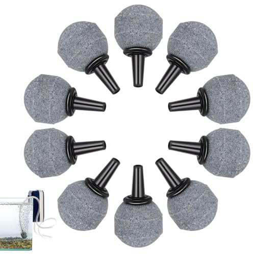 HANABASS 10 Stück Luftsteine fürs Aquarium, 20 mm, Mineral-Diffusor | Feine Luftblasen, Unterstützt Wasserzirkulation, Für Luftpumpen, Fischtanks und Hydroponik
