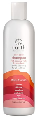 earth Curl Care Shampoo - Moisturizing Shampoo Promotes Hair Growth - Sulfate Free with Coconut Milk and Marula for All Curl Types - 12 oz