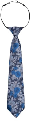 Alizeal Boys 7cm Floral Pre-Tied Necktie 13inches Length Elastic Adjustable for Graduation School Wedding Tie, Navy+Blue