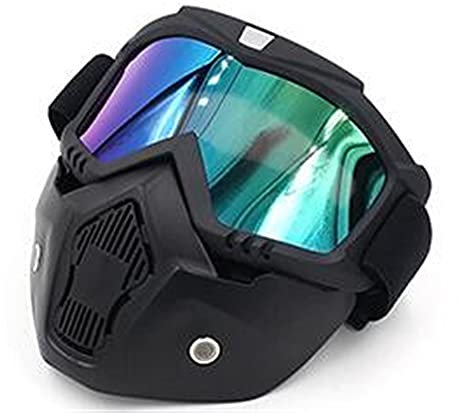 TUOYDJA Lunette De Ski,Masque De Ski Masque modulaire Lunettes de Protection et Filtre à la Bouche Parfaite pour Un Demi-Casque de Motocycle Ouvert ou des Casques Vintage(02)