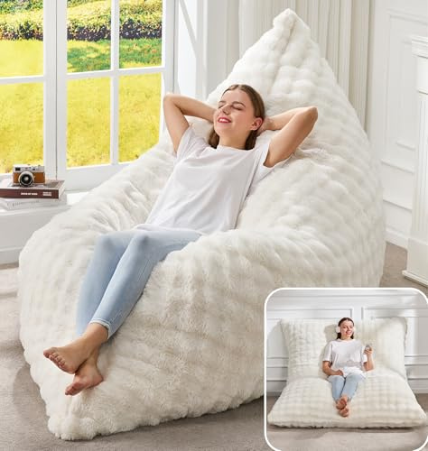 Hobestluk 3-in-1 Sitzsack-Sofa, groß und wandelbar | Bubble-Weiß, maschinenwaschbar, Bezug abnehmbar, einfach umbaubar, großes Bodenbett, für Wohn-/Schlafzimmer
