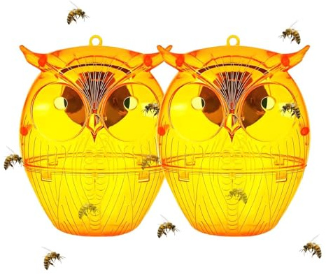 -Bienenfallen für den Außenbereich, LED-Licht, Eulenform, Solar-Holz-Bienenfallen, Haushaltswaren für Terrasse, Garten, Natur, Dachboden, Hinterhof, Jagd,