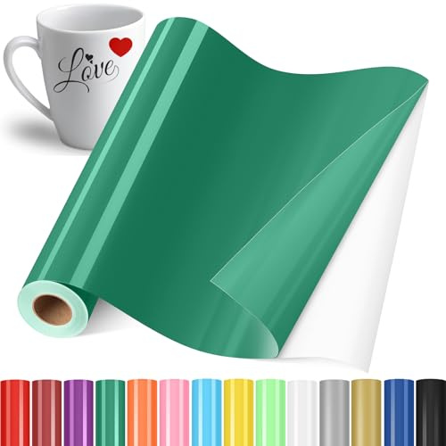 Selbstklebend Plotterfolie Vinyl, Selbstklebend Vinylfolie Plotter Grün | 30.5x400cm Selbstklebend Vinylfolie Plotter, Permanente Plotterfolie Vinyl für Teetasse, DIY Geschenke, Fenster, Keramik
