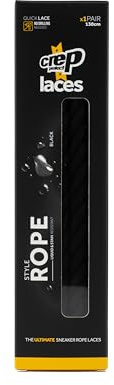 Crep Protect Rope Shoe Laces - Waterproof & Stain-Resistant Laces for Sneakers & Boots - 1 Pair (Black)