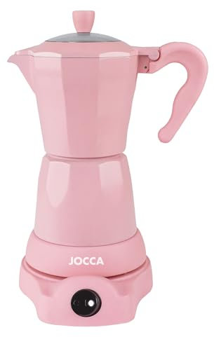 Jocca - Caffettiera italiana elettrica rosa | 6 tazze | Base girevole a 360° | Sistema mantiene caldo | Maniglia tocco freddo | 480W senza fili