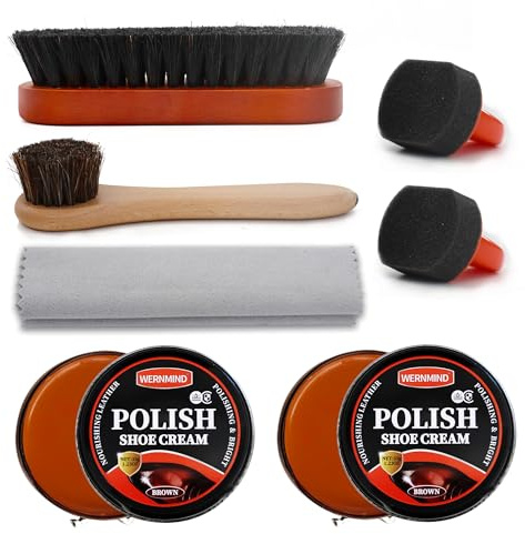 WERNMIND Black Shoe Polish for Leather Boot Care Shoe Shine Polish Wax Kit Clearner Brush Kit for Men Women