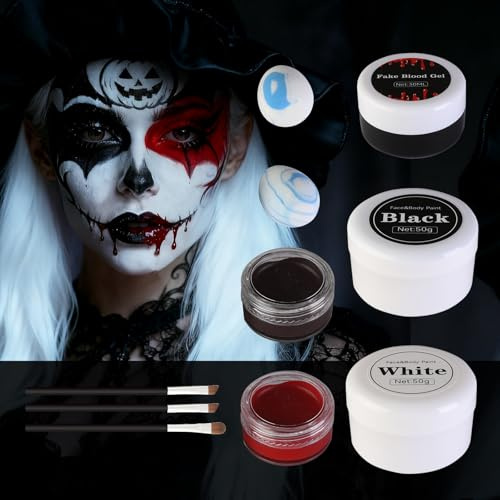 Kinwers Trucchi Halloween,3 Colori Trucco Bianco Per Viso Halloween Bambina Lattice Liquido Body Painting