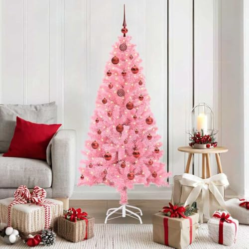 Árbol De Navidad Artificial De PVC con 150 Leds, Soporte Rosa, 150 Cm, Iluminación Blanca Cálida, Montaje Fácil, Reutilizable, Decoración para Interior y Exterior, Christmas Tree Moderno, 3396416