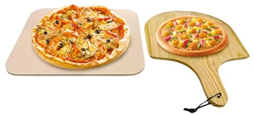 Pierre à pizza - Cuisson rectangulaire de 15 x 12 pouces avec pelle en