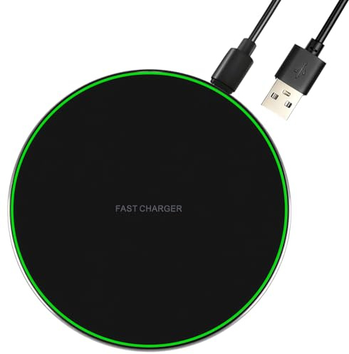 35W Fast Wireless Charger Qi Charging Pad for iPhone 16/15/14/13/12/11 and Sam-sung Galaxy S25/S24/S23/S22/S21/S20, Ultra-Slim Wireless Charging Station with LED Indicator, USB-C Cable (Black)