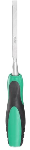 QUARKZMAN Cincel De Madera De Acero Hoja Ancha De 5/16 Verde-Negro | Cincel De Carpintería Punta Plana, Herramienta Manual, Para Carpintería, Con Mango De Plástico Antideslizante