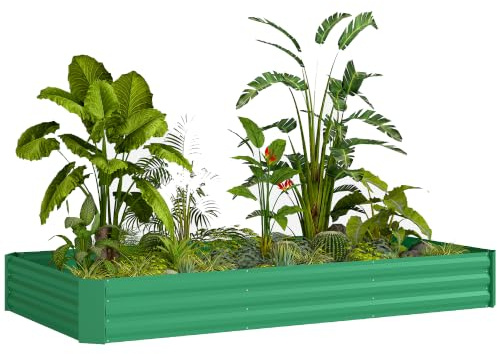 Outsunny Jardinière Extérieure Fond Ouvert 240 x 120 x 30 cm Vert | Carré Potager de Jardin Rectangulaire, Bordure de Sécurité, pour Fleurs, Herbes