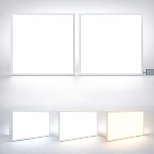 Brightex LED Panel Light 600x600mm 40W 3600LM Ultra Bright Drop Ceiling Light 3CCT Selectable 3500K 4000K 6500K Recessed Suspended Office LED Panel | Commercial Ceiling Light with Driver Pack of 2