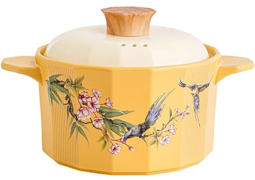 Pentola in ceramica, Pentole Pentola In Terracotta con Coperchio, Zuppiera Manico e in Coccio Antiaderenti(6L/5.4Quarts)