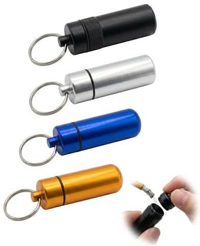 QEQSHQO Taschenaschenbecher 4 Stück (4 Farben) Mini, Geruchsdicht mit Deckel – Tragbarer Aschenbecher für Unterwegs, Outdoor & Reise mit Schlüsselbund