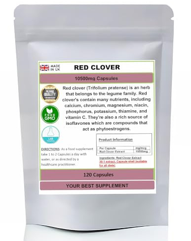 Red Clover Extract Capsules 10500mg, High Strength, No Fillers, No Additives - 120 Capsules