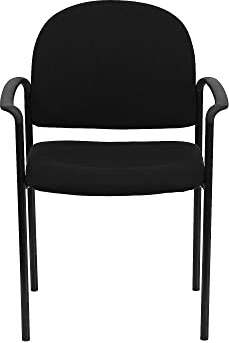 Flash Furniture BT-516-1-BK-GG Silla de acero con reposabrazos, con tejido, apilable, negra, cómoda