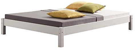 IDIMEX Lit futon Double pour Adulte Taifun 140 x 200 cm, 2 Personnes, 2 Places, pin Massif lasuré Blanc