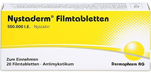 Nystaderm, Tabletten, für Hefepilzinfektionen, Nystatin, 20 Stück | Hefepilzinfektionen, Nystatin, Tabletten, Packungsgröße: 20 Stück