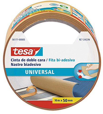 Tesa TE56171-00005-11 Cinta Doble cara Universal 10 m x 50 mm, Beige, Standard