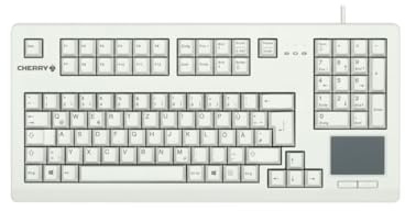 CHERRY G80-11900, Kompakte Mechanische Tastatur mit Nummernblock, Touchpad & 2 Maustasten, EU-Layout (QWERTY), USB-Anschluss, MX Black Switches, Hellgrau