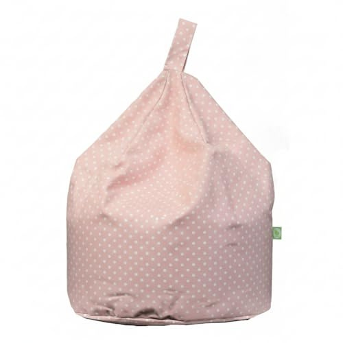 BeanLazy Child Size Pink Spots Bean Bag - 100% Cotton Printed Floor Seat (Filled)
