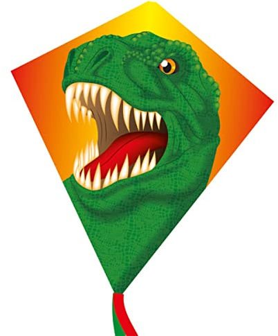 CIM Einleiner-Drachen - Dream Eddy T-Rex - für Kinder ab 3 Jahren - Abmessung: 65x72cm - inkl. 80m Drachenschnur und Streifenschwänze